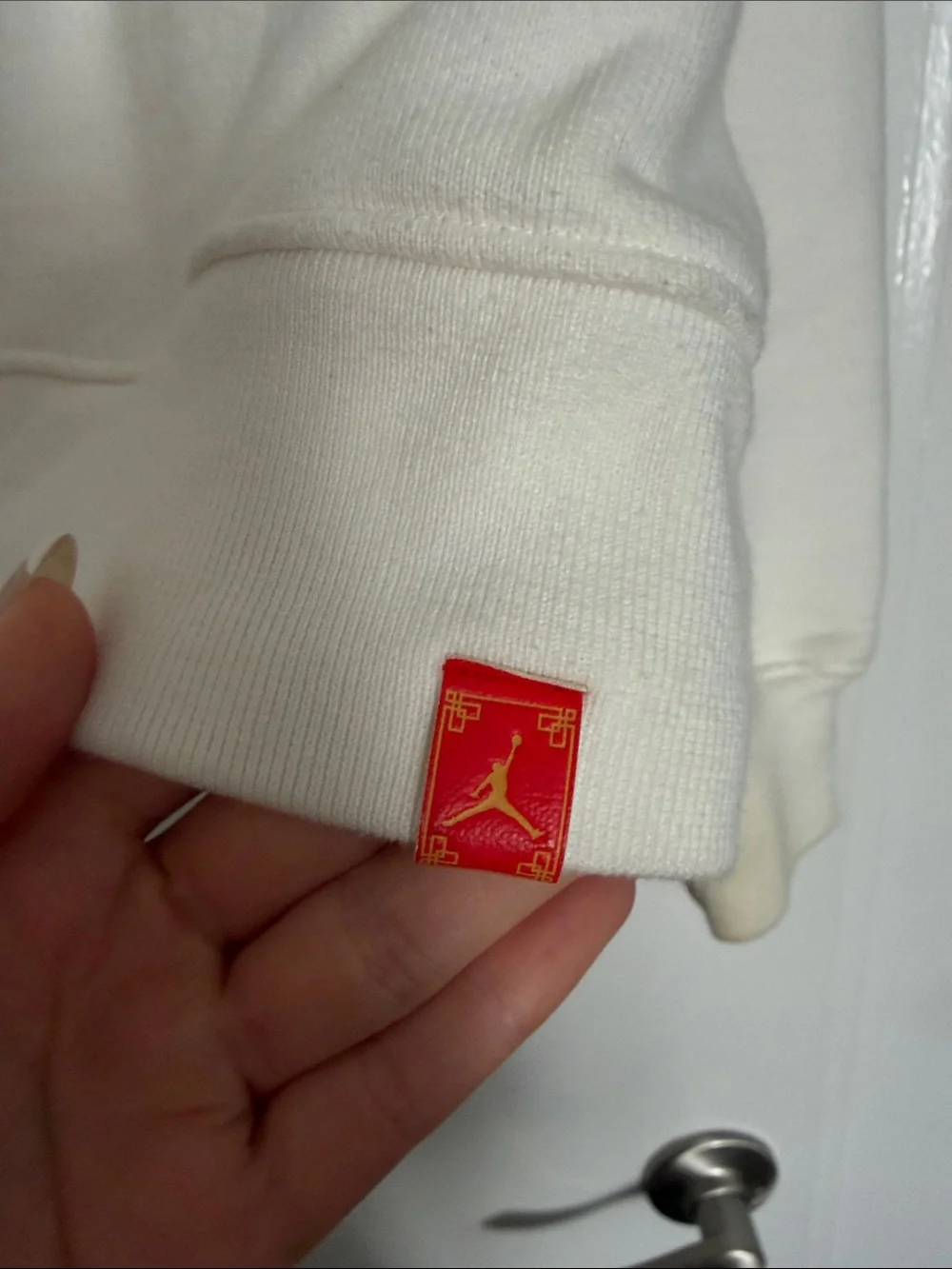 Jordan Lunar New Year Cream Crewneck Sweatshirt with Green Patch
